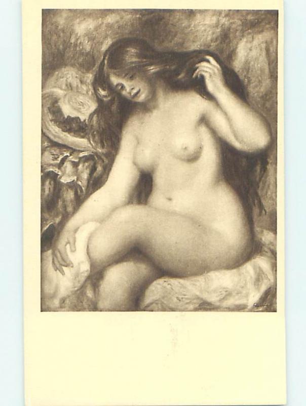 Pre-Chrome risque RENOIR PAINTING OF NUDE WOMAN ON A POSTCARD HJ3213