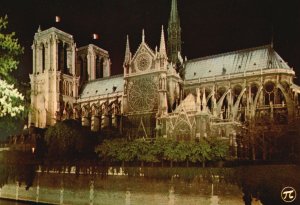 Vintage Postcard Notre Dame La Nuit Sous Le Ciel De Paris France