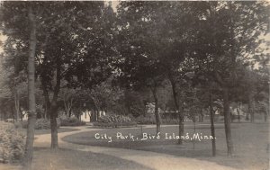 J28/ Bird Island Minnesota RPPC Postcard c1910 City Park Scene  38