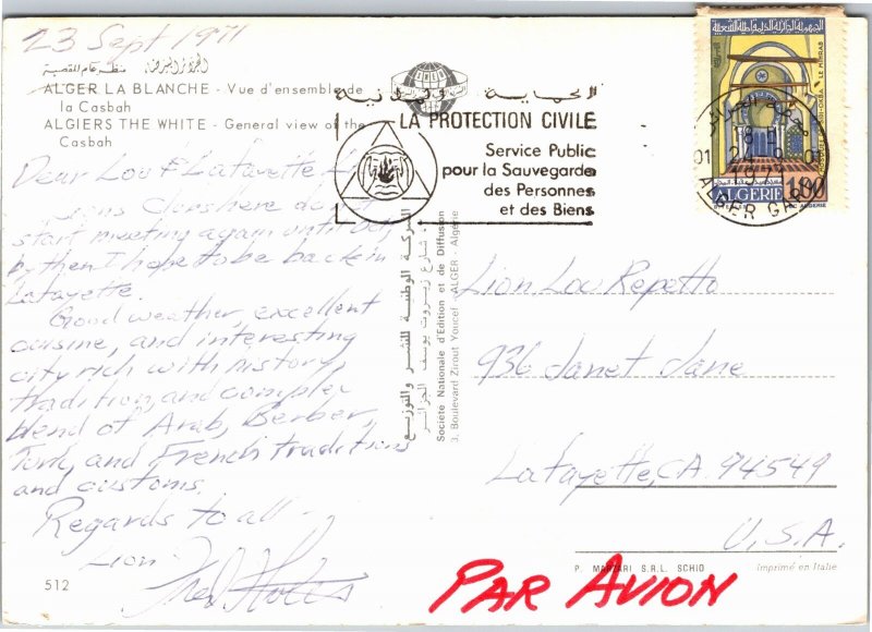 Postcard Algeria Algiers the White General View of the Casbah 1971