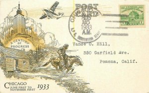Chicago Illinois Exposition Postal History 1933 Postcard 7043