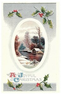 A Joyful Christmas Vintage Holiday Embossed Christmas Postcard