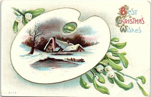 c1910 BEST CHRISTMAS WISHES SNOW SCENE KENESAW NEBRASKA EMBOSSED POSTCARD 39-248