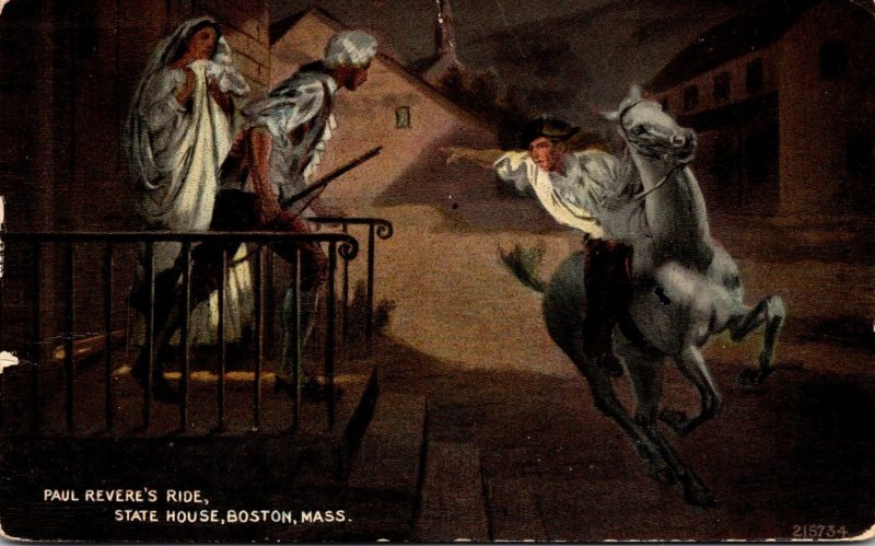 Massachusetts Boston State House Paul Revere's Ride 1915