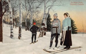 IN HIGH PARK SKIING TORONTO CANADA POSTCARD 1911