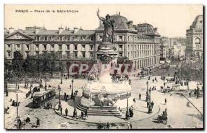 Old Postcard Paris Place de la Republique