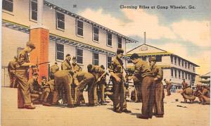 Cleaning Rifles at Camp Wheeler, Georgia World War II, WW II Military Unused 