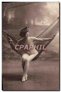 Postcard Old Woman Nude erotic Hammock