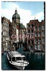 Old Postcard Netherlands Amsterdam Small ecluse