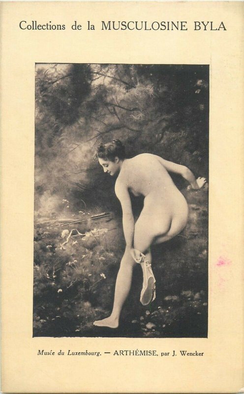 Musculosine Byla Publicity early postcard Arthemise by J. Wencker nude in art