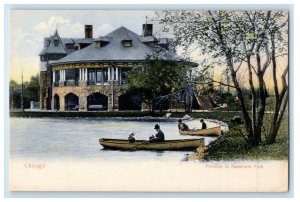 c1905 Two Canoe Boats Pavilion in Humboldt Park, Chicago Illinois IL Postcard