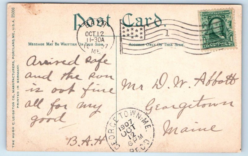 BATH, Maine ME ~ PEOPLES CHURCH Washington Street 1907 Sagadahoc County Postcard
