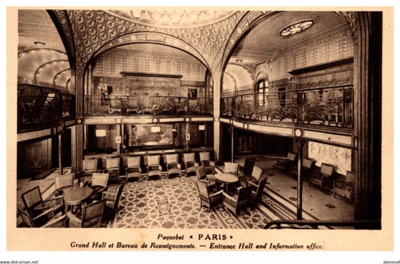 Steamer Paris , C.G.T. Line  Entrance Hall and Information Office