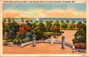 Maryland Annapolis Smoke Park and Severn River From Bancroft Hall U S Naval A...
