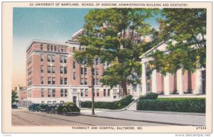 BALTIMORE, Maryland, 1930-1940's; Pharmacy And Hospital, University Of Maryla...