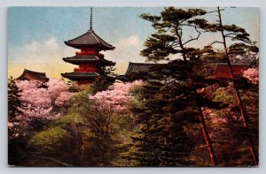 Kwannon Temple 5-Storied Pagoda KYOTO Japan Vintage Postcard 0492