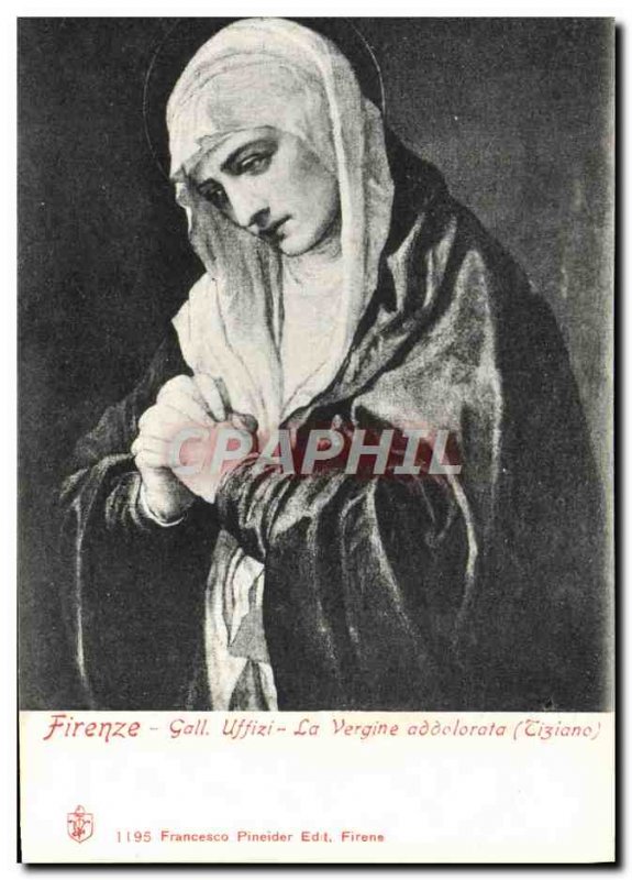 Old Postcard Florence Uffizi Gall La Vergine Addolorato Tiziano