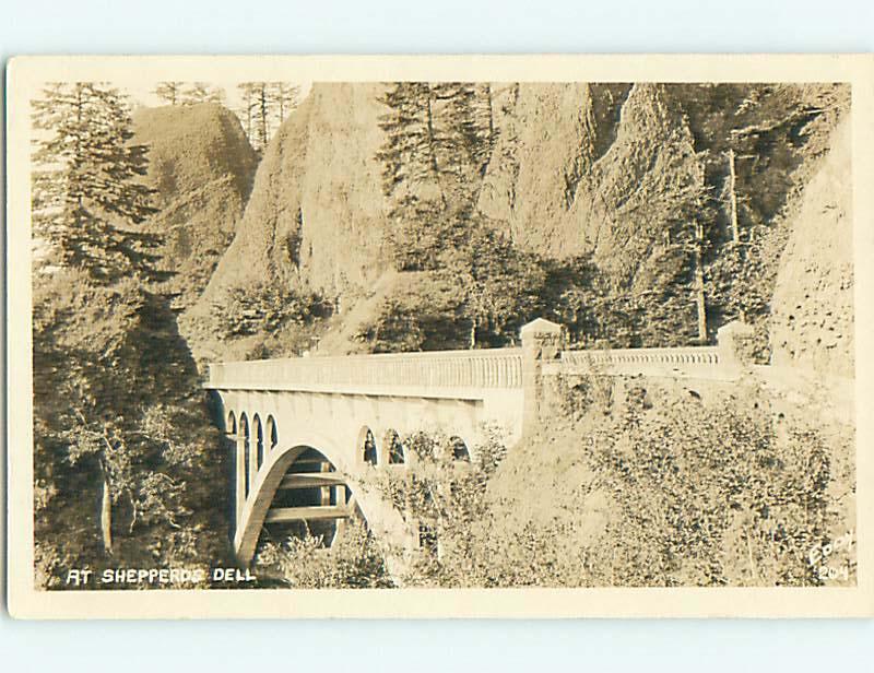 Pre-1930 rppc BRIDGE AT SHEPPERDS DELL Corbett Oregon OR t2425