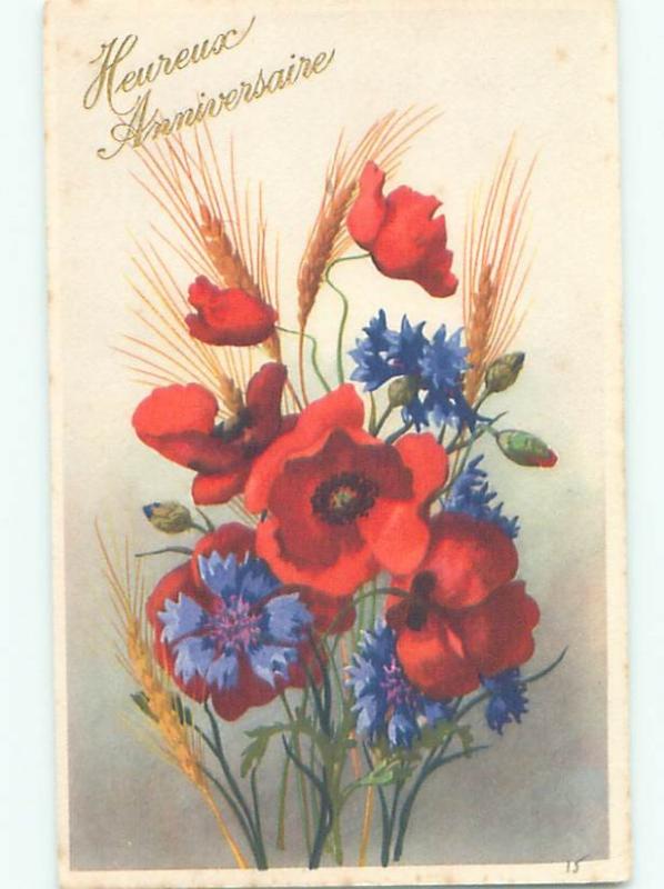 Very Old Foreign Postcard BEAUTIFUL FLOWERS SCENE AA4814