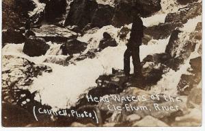 1906-15 Cle Elum Washington WA Head Waters of the River Man Real Photo Postcard