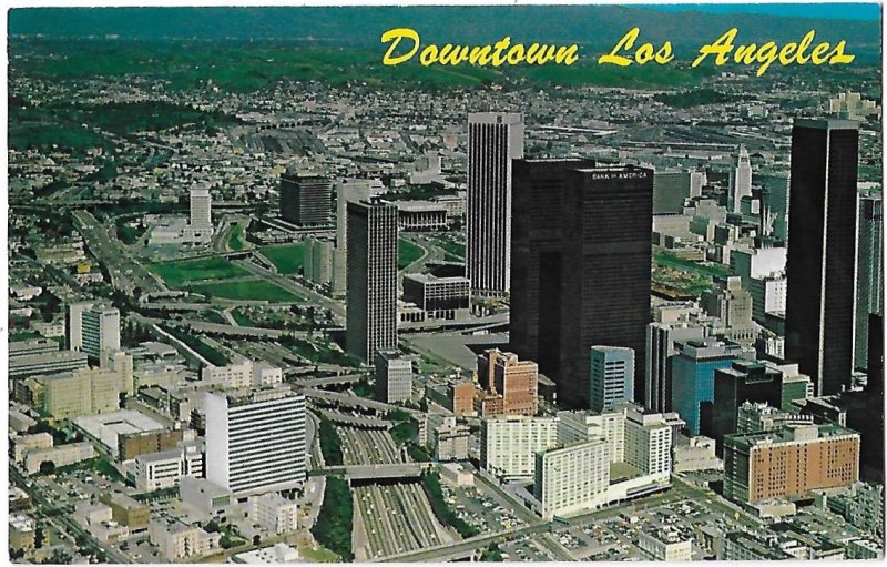 Aerial View of Downtown Los Angeles and Harbor Freeway California