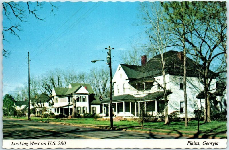 Postcard - Looking West on US 280 - Plains, Georgia