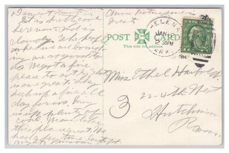 Helena Ark. Arkansas Leaving Coal Tow Postcard c1914 Postmark