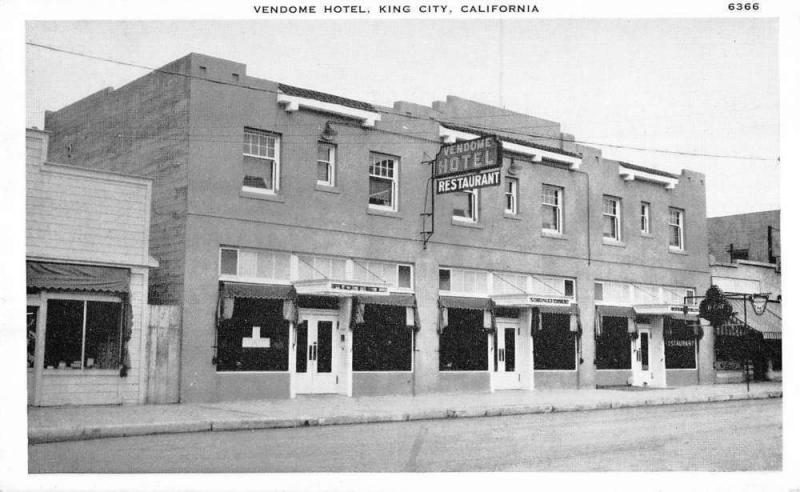 King City California street scene Vendome Hotel antique pc Y11423