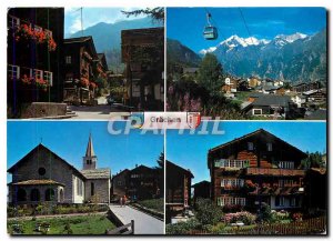 Postcard Modern Grachen Grachen Wallis Dorfstrasse Kirche Weisshorn