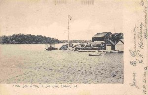 Boat Livery St Joe River Elkhart Indiana 1905 postcard