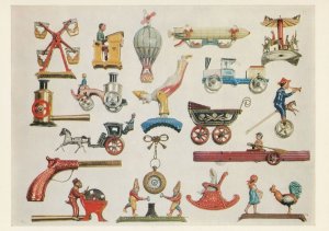 Penny Toys German Antique Painted Tin Postcard