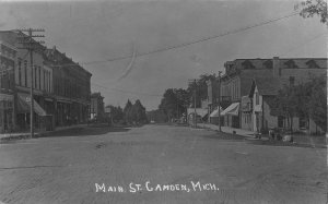 DS1/ Camden Michigan RPPC Postcard c1910 Main Street Stores 87