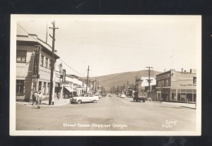 RPPC HEPPNER OREGON DOWNTOWN STREET SCENE OLD CARS REAL PHOTO POSTCARD