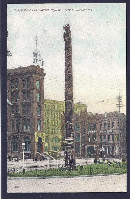 Pioneer Square Totem Pole Seattle Washington unused c1910