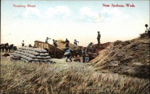 Spokane Washington WA Thrashing Wheat Machinery Agriculture c1910 Postcard