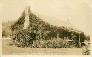 North Platte Nebraska Buffalo Bill Cabin 1920s RPPC Photo Postcard 21-11840