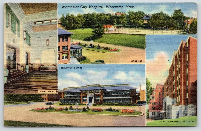 Worcester Massachusetts~City Hospital~Children's Ward~Main Lobby~1940s Linen