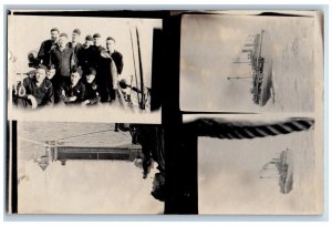 US Navy Sailors Postcard RPPC Photo Multiview WWI c1910's Unposted Antique