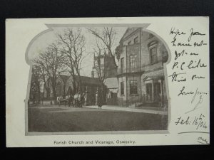 Shropshire OSWESTRY St Oswald King & Martyr Church & Vicarage (1) c1904 Postcard