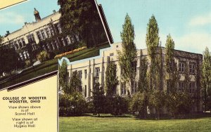 Linen Postcard - Hygeia Hall - College of Wooster - Wooster, Ohio
