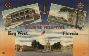 Key West FL New Marine Hospital Linen Multi View Postcard