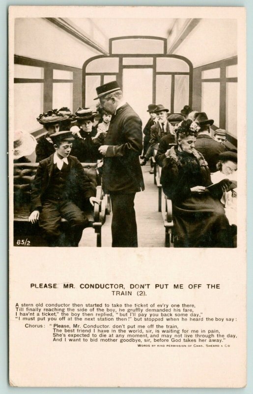 RPPC Stowaway Little Boy Pleads With Train Conductor~My Mom is Dying Soon~c1915 