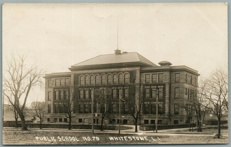 WHITESTONE LONG ISLAND NY PUBLICH SCHOOL ANTIQUE REAL PHOTO POSTCARD RPPC