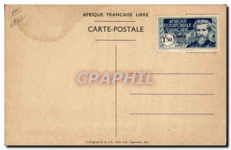 Old Postcard Army Brazzaville AEF Arrive General de Gaulle in the capital of ...