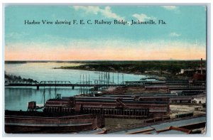 c1910's Harbor View Showing F.E.C. Railway Bridge Jacksonville FL Postcard