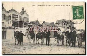 Old Postcard Donkey Mule Walk in Pornichet donkeys on the beach