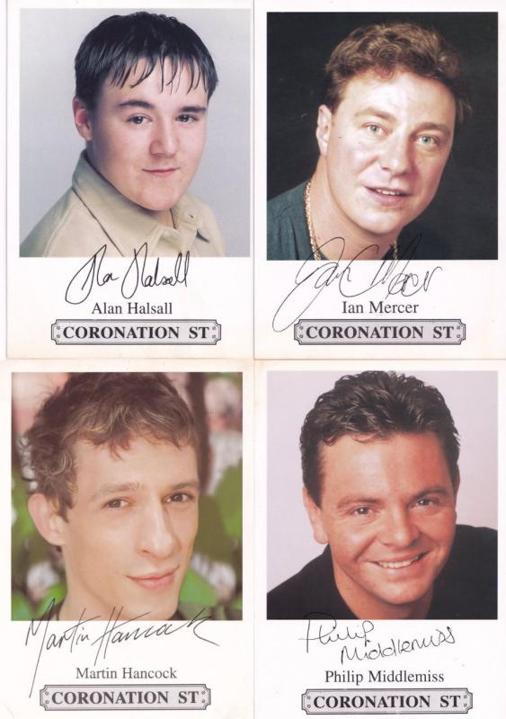 FOUR Coronation Street Facimile Late 1990s Male Actors Cast Card s