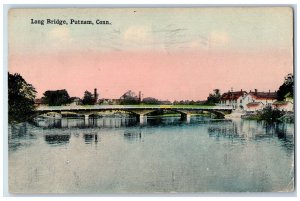 1914 River Scene Long Bridge Putnam Connecticut CT Antique Posted Postcard 