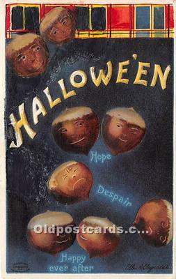 Artist Ellen Clapsaddle, International Art Publ. Co Halloween 1910 wear on fr...
