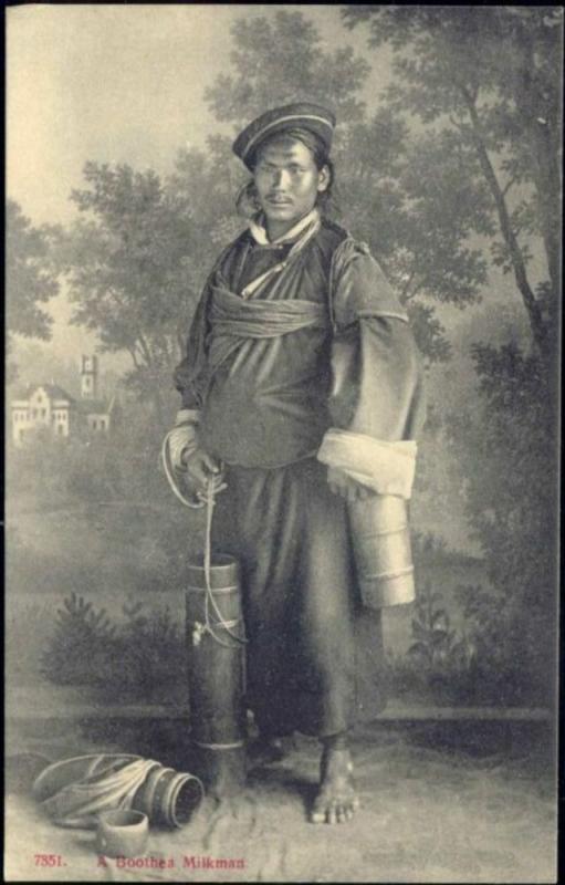 bhutan, Bhutia Native Milkman Milk Seller, Dairy (1910s)